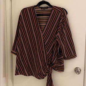 Eloquii multi colored faux wrap shirt